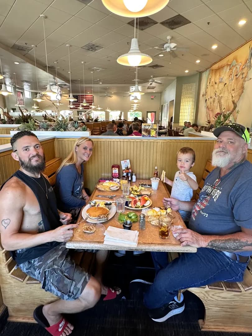 Family sharing breakfast together