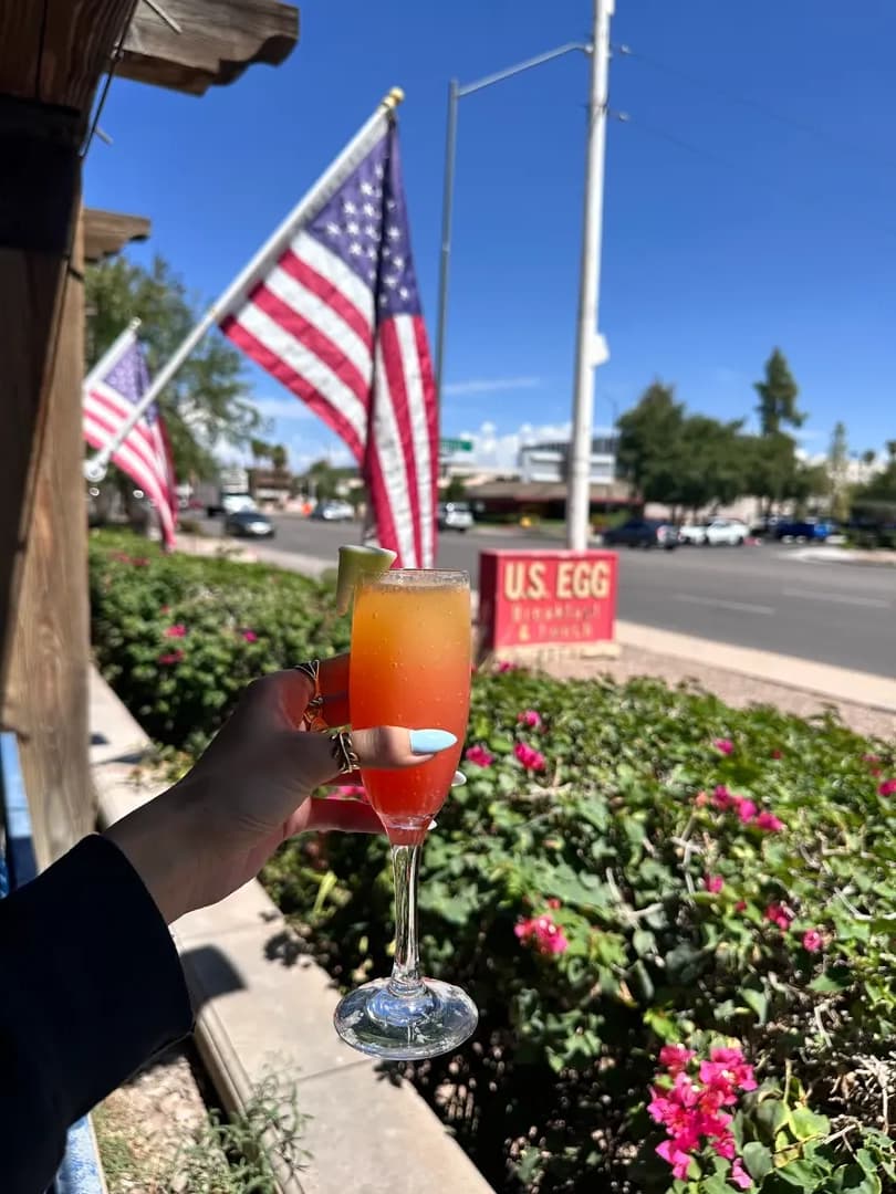 Festive mimosas with patriotic decorations