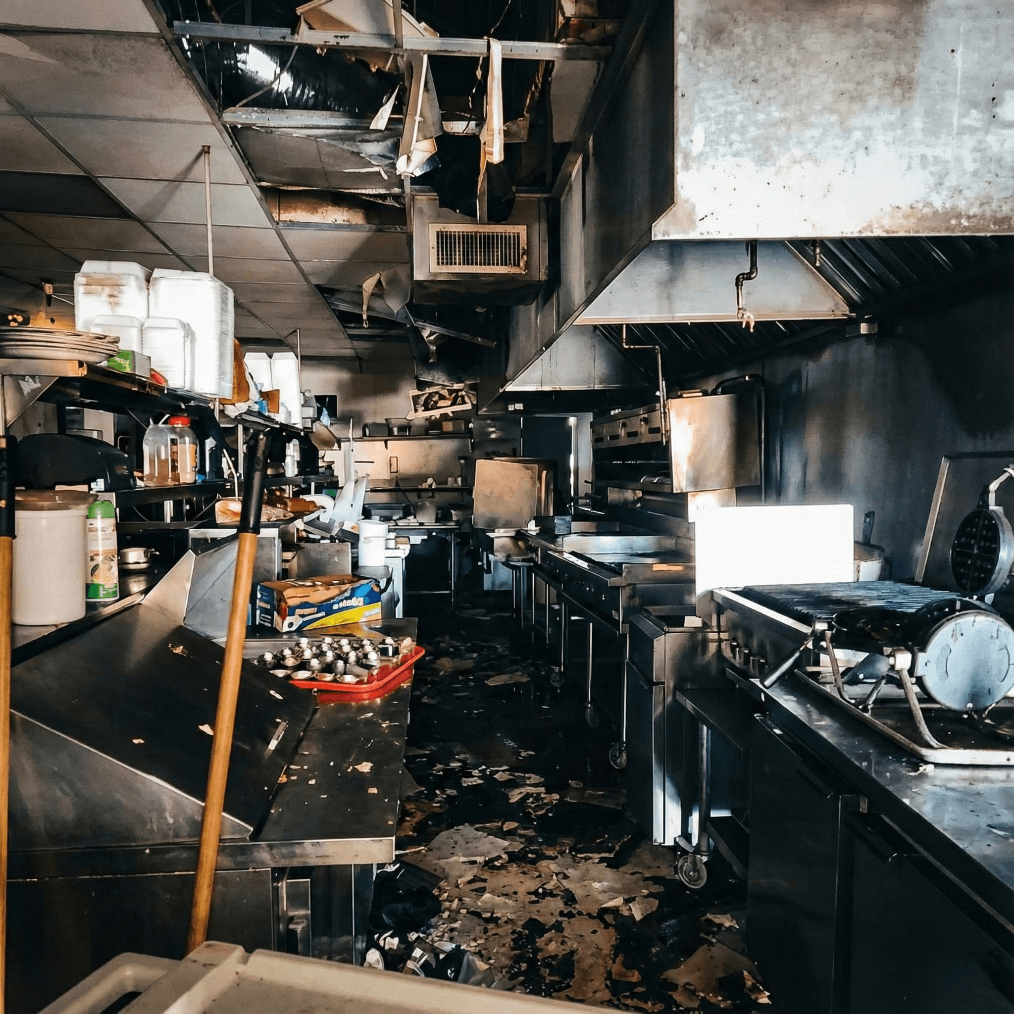 Tempe kitchen before the rebuild—damage visible from prior incident