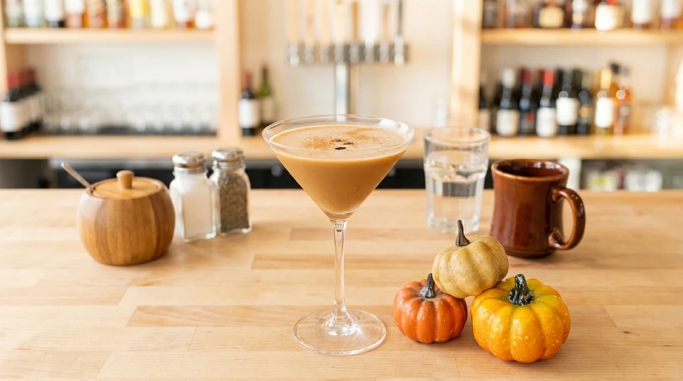 Pumpkin-Tini - A creamy fall-inspired martini made with Outfitters Vodka, rich pumpkin spice syrup, pumpkin spice c - U.S. Egg Breakfast & Lunch menu item (gluten-free) (vegetarian)
