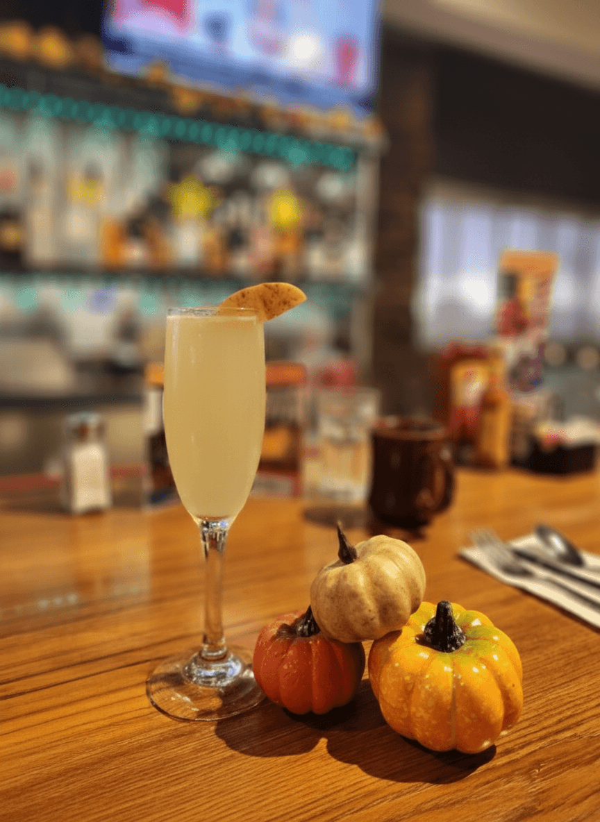 Harvest Mimosa and Pumpkin-Tini - Fall seasonal cocktails at U.S. Egg