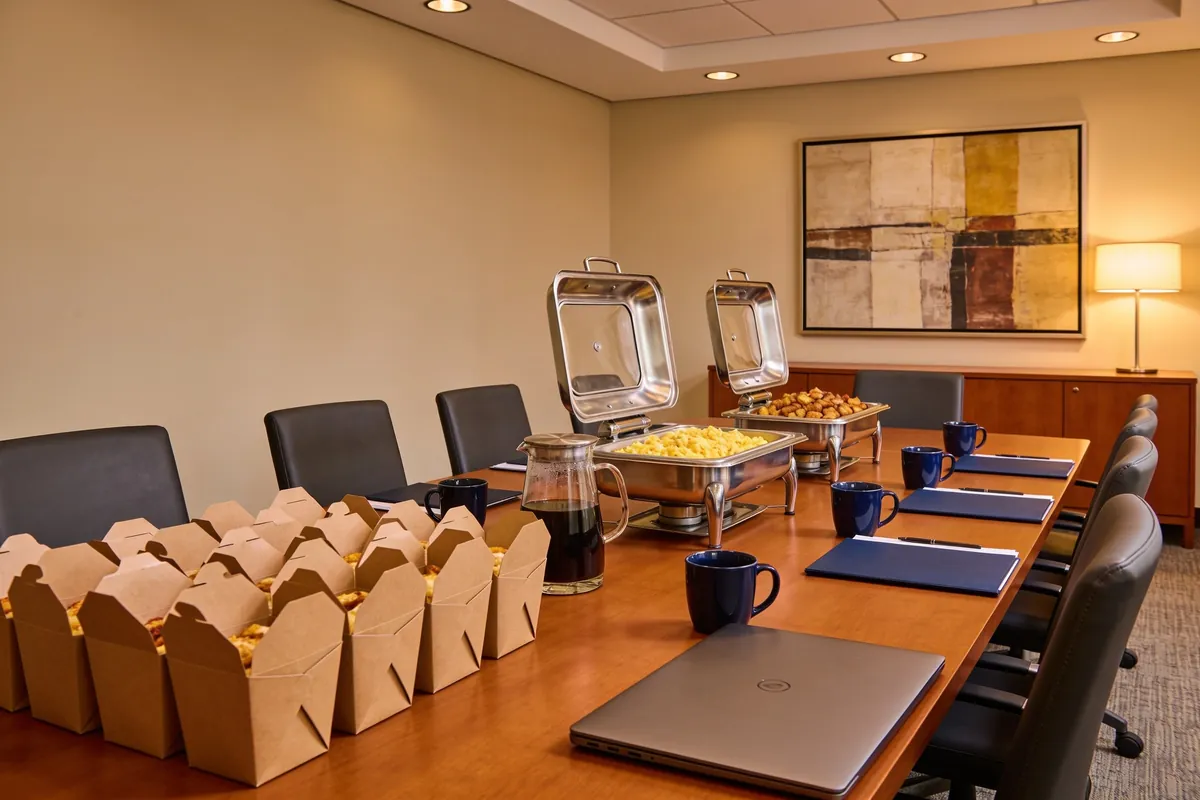 U.S. Egg catering setup for a government office team breakfast meeting