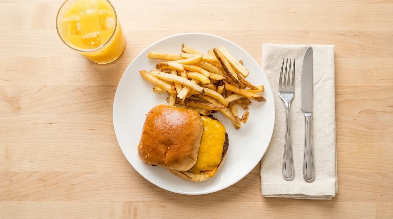 Traditional Cheeseburger - Your choice of melted jack, cheddar, or swiss cheese on our juicy Angus patty. - U.S. Egg Breakfast & Lunch menu item