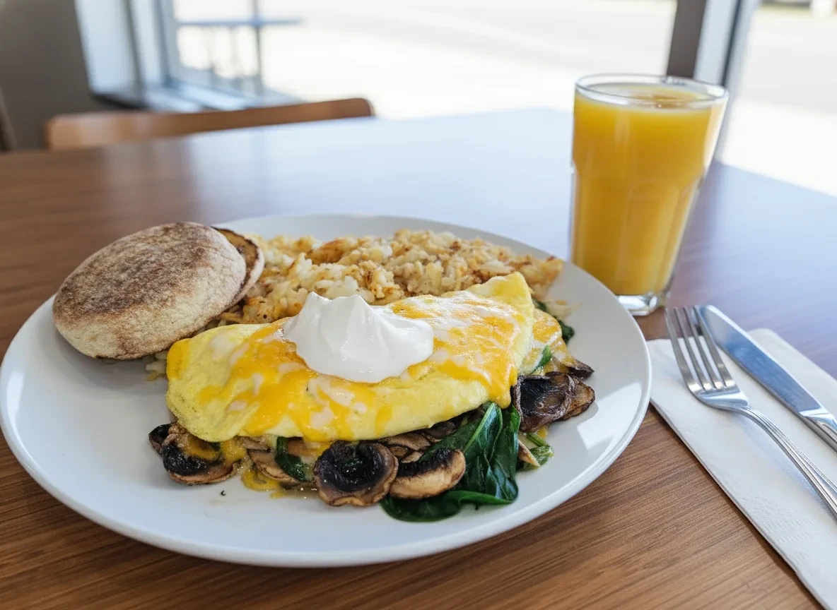 Spinach & Mushroom Omelette - U.S. Egg Breakfast & Lunch Restaurant