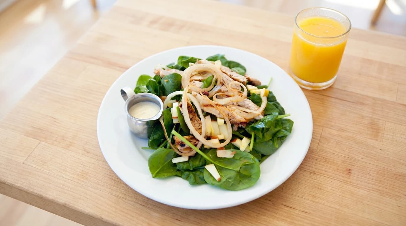 Scottsdale - Fresh spinach, grilled chicken, crisp apple slices, and caramelized onions for a sophisticated taste - U.S. Egg Breakfast & Lunch menu item