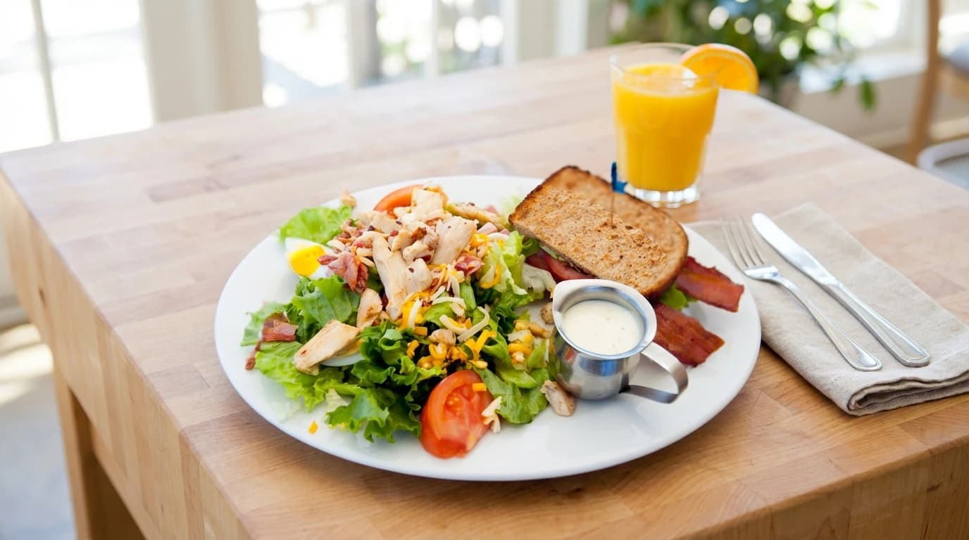 Half Sandwich with Half Gourmet Salad - Choose any sandwich to pair with a smaller portion of any of our gourmet salads. - U.S. Egg Breakfast & Lunch menu item